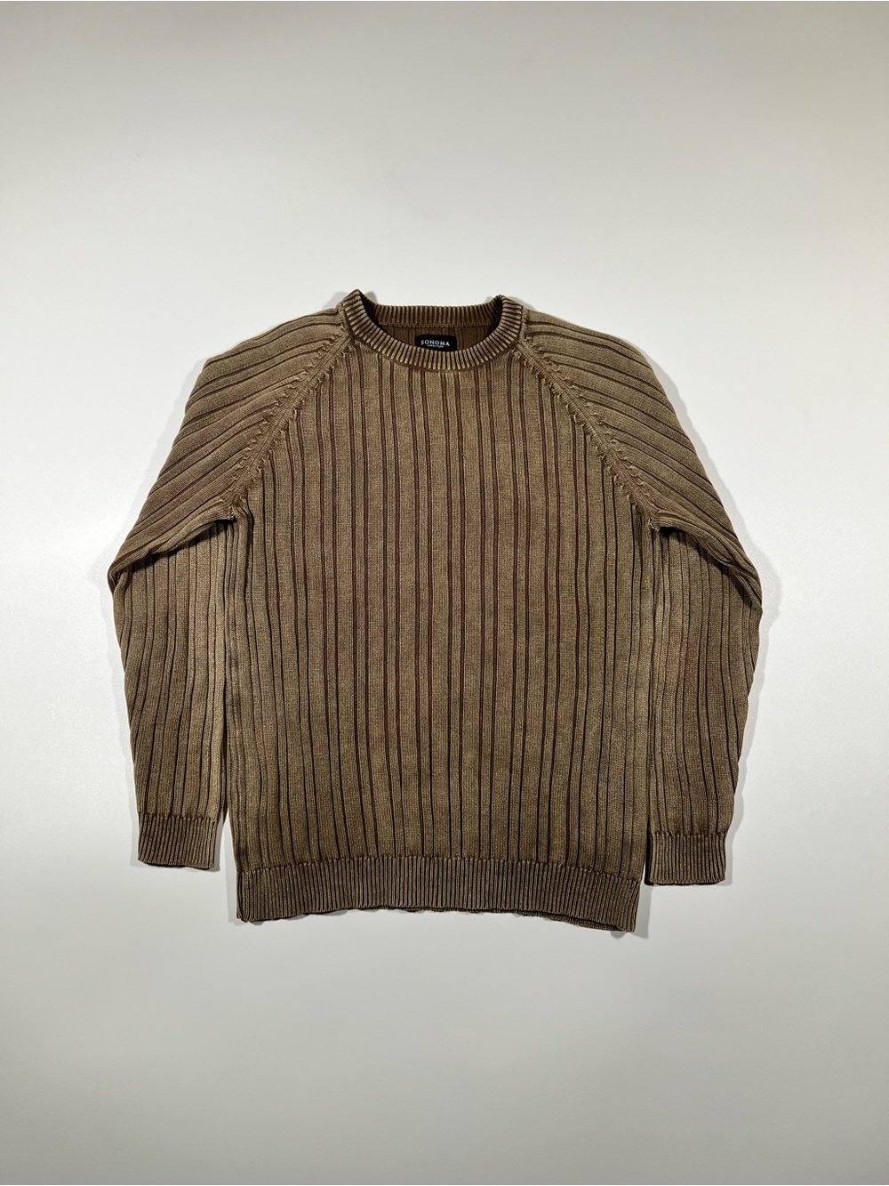 Sonoma Men's Ribbed Crewneck Sweater - Taupe Brown